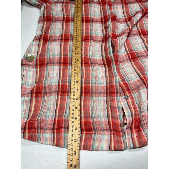 Soft Surrounding Red Plaid Shell Button Down Size Blouse Size Small - Picture 6 of 8